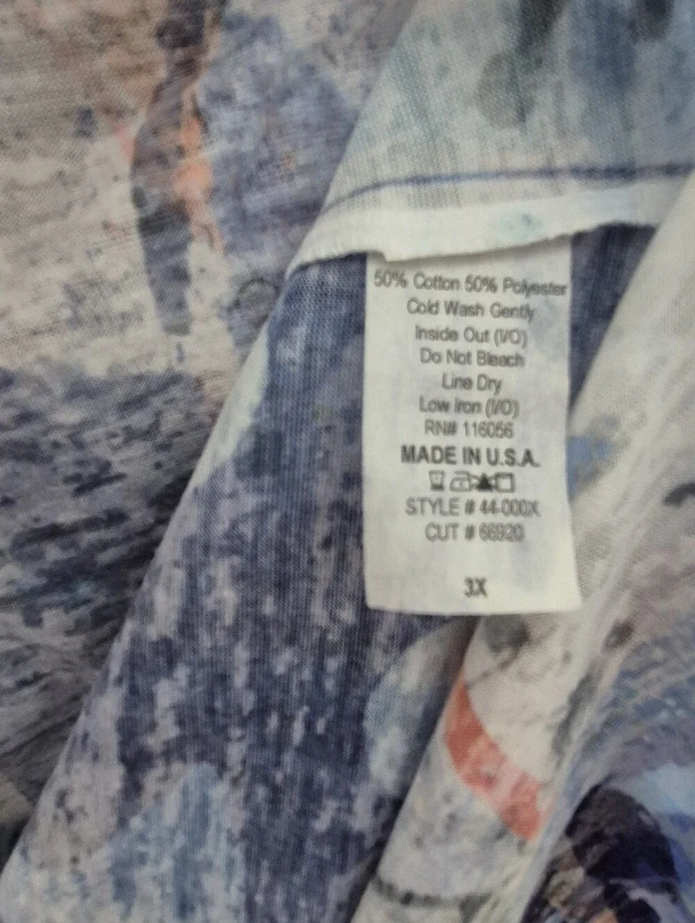 Jess & Jane Tunic Womens 3X White Blue Patriotic Americana Burnout Artsy Boho LS - Picture 5 of 5